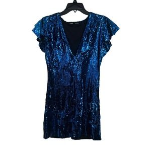 Elegant Blue Sequin Dress